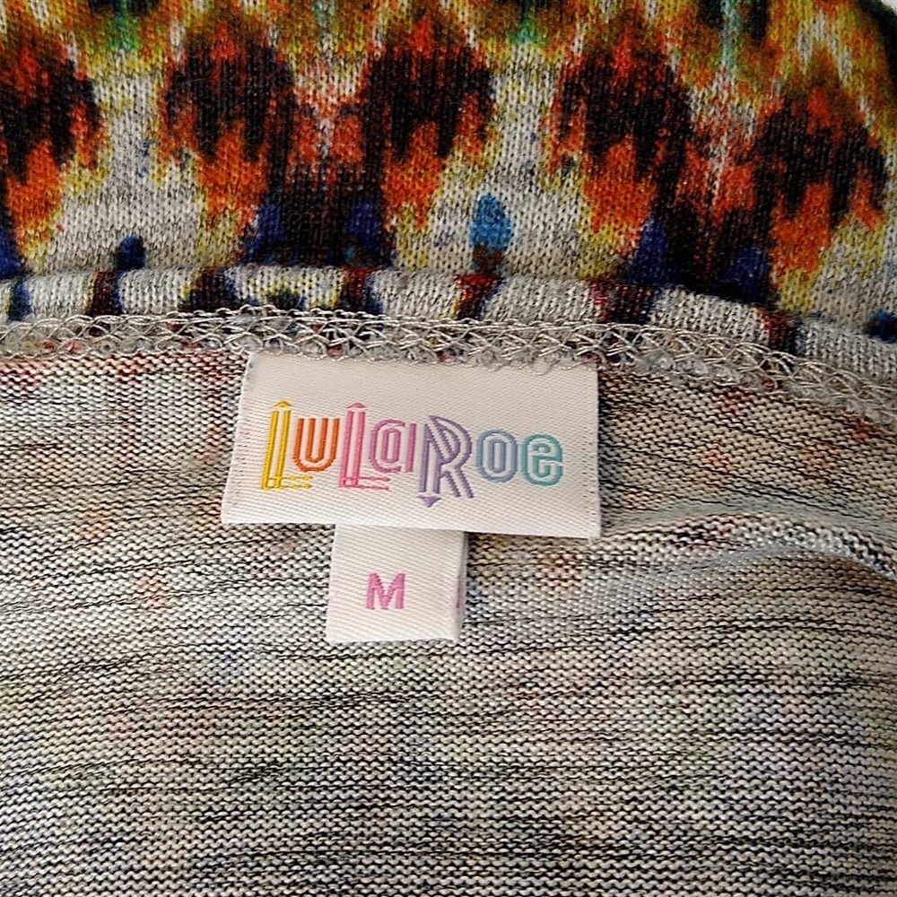 LuLaRoe Lindsay Kimono Women Medium Multicolor Geometric Ikat Open Cardigan - Picture 7 of 8